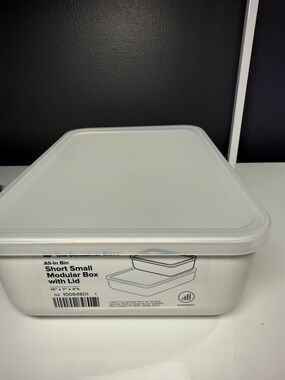 Container Store All-In Bin Short Small Modular Box with Lid - White, New